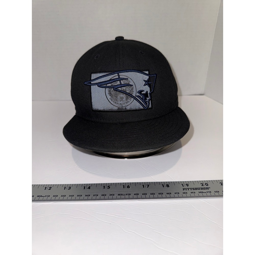 New Era 59FIFTY New England Patriots Hat Mens 7 1/2 Black Fitted NFL Cap